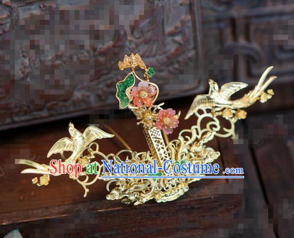 Chinese Traditional Hair Accessories Ancient Bride Palace Hairpins Headwear Complete Set for Women