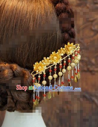 Chinese Traditional Hair Accessories Ancient Palace Tassel Step Shake Bride Golden Hairpins Headwear for Women