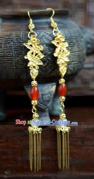 Chinese National Wedding Jewelry Accessories Handmade Traditional Agate Earrings for Women