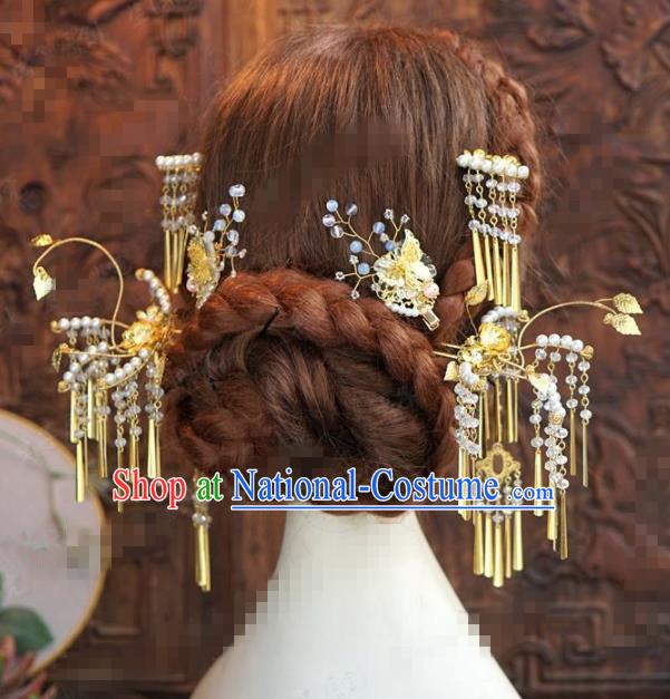 Chinese Traditional Hair Accessories Complete Set Ancient Palace Tassel Hairpins Headwear for Women