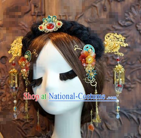 Chinese Traditional Palace Hair Accessories Complete Set Ancient Tassel Hairpins Headwear for Women