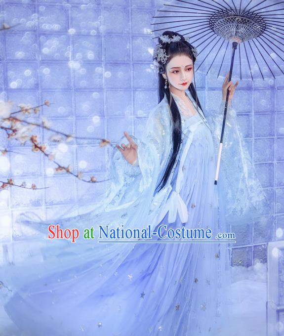 Chinese Traditional Tang Dynasty Princess Hanfu Dress Ancient Peri Costume for Women