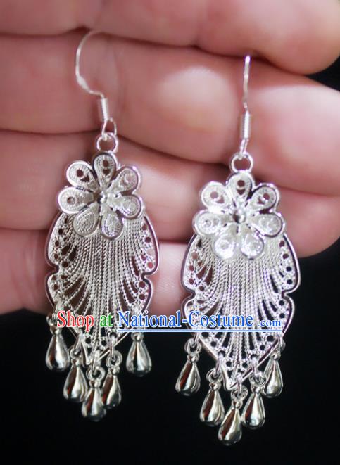 Traditional Chinese Miao Nationality Ear Accessories Hmong Female Wedding Earrings for Women