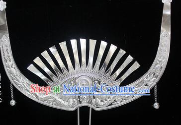 Traditional Chinese Miao Nationality Wedding Hair Accessories Hmong Ethnic Female Sliver Dragon Hairpins for Women