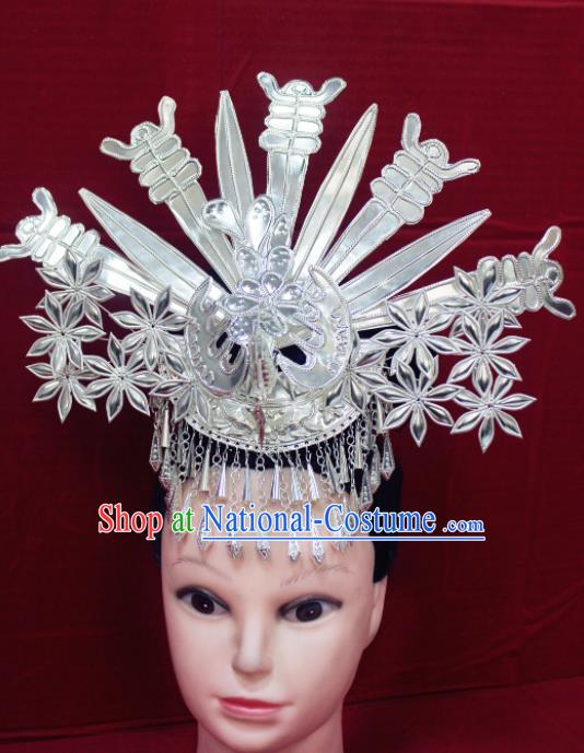 Traditional Chinese Hair Accessories Miao Nationality Sliver Flowers Phoenix Coronet Ethnic Female Hairpins for Women