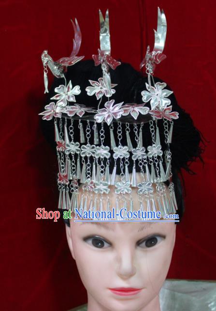 Traditional Chinese Hair Accessories Miao Nationality Sliver Birds Phoenix Coronet Ethnic Female Hairpins for Women