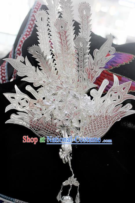 Traditional Chinese Sliver Phoenix Hair Accessories Miao Nationality Ethnic Female Hairpins for Women