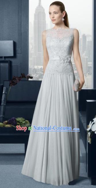 Professional Compere White Lace Full Dress Modern Dance Princess Wedding Dress for Women