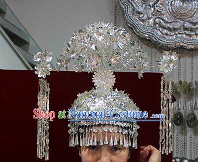 Traditional Chinese Ethnic Wedding Phoenix Coronet Hair Accessories Miao Nationality Bride Hairpins for Women