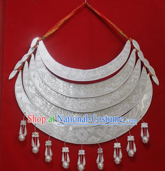 Chinese Traditional Miao Nationality Wedding Sliver Necklet Hmong Bride Necklace for Women