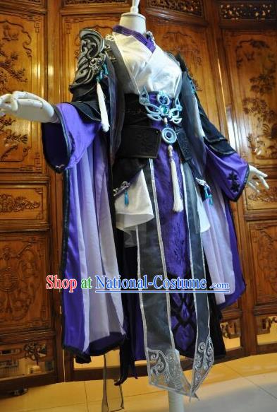 Chinese Traditional Cosplay Heroine Female Knight Costume Ancient Swordswoman Black Dress for Women