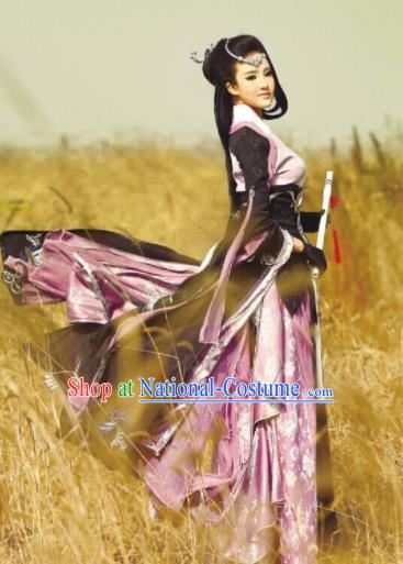 Chinese Traditional Cosplay Heroine Peri Princess Costume Ancient Swordswoman Dress for Women