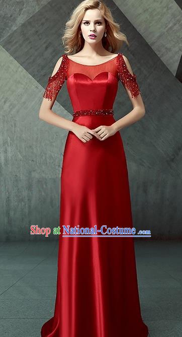 Professional Compere Red Full Dress Top Grade Modern Dance Costume Princess Wedding Dress for Women