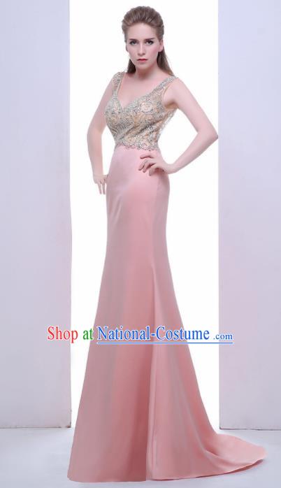 Professional Compere Costume Pink Full Dress Top Grade Modern Dance Princess Wedding Dress for Women