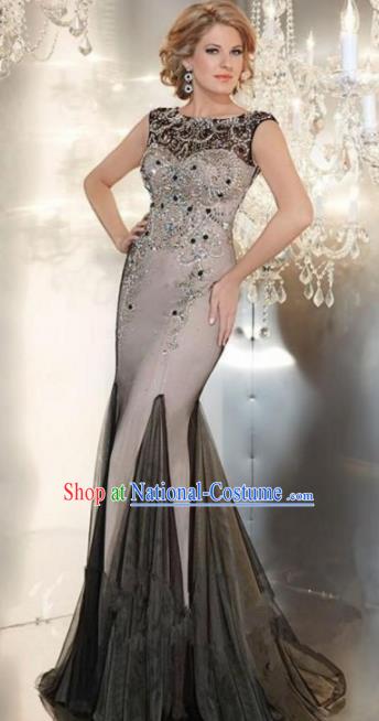 Top Grade Modern Fancywork Grey Formal Dress Compere Catwalks Costume for Women