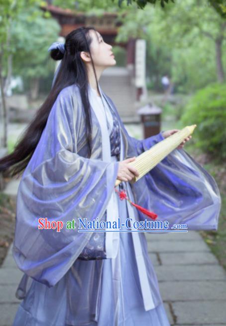 Traditional Chinese Jin Dynasty Historical Costume Ancient Nobility Lady Swordswoman Hanfu Dress for Women