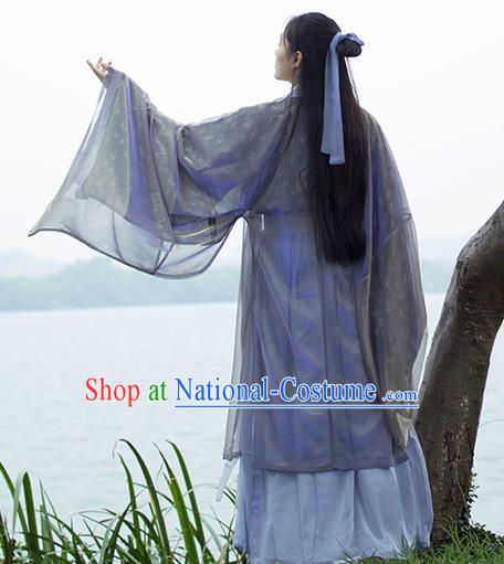 Traditional Chinese Jin Dynasty Historical Costume Ancient Nobility Lady Swordswoman Hanfu Dress for Women