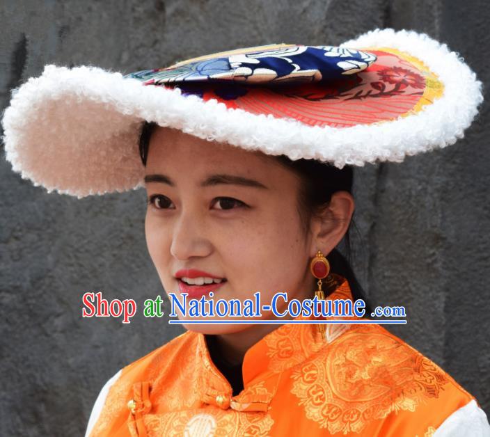 Chinese Traditional Ethnic Tibetan Hair Accessories Zang Nationality National Hat for Women