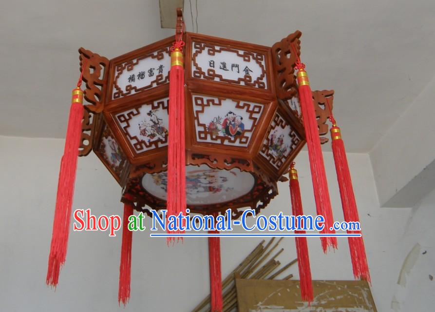 Chinese Hand Carved Traditional Painting Palace Ceiling Lantern