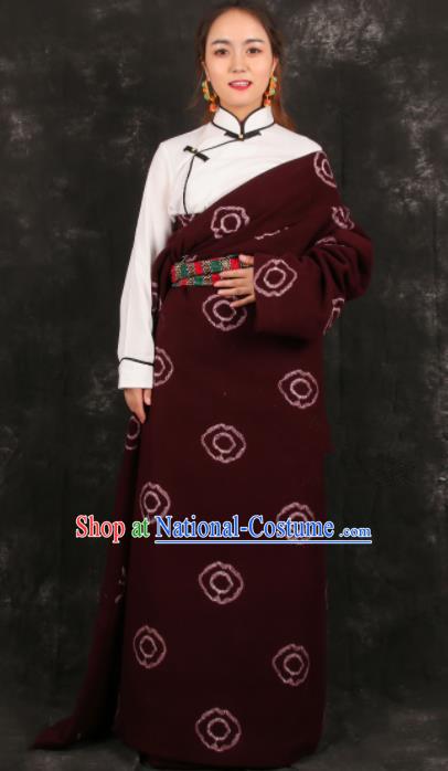 Chinese Traditional Tibetan Ethnic Bride Robe Zang Nationality Heishui Dance Costume for Women