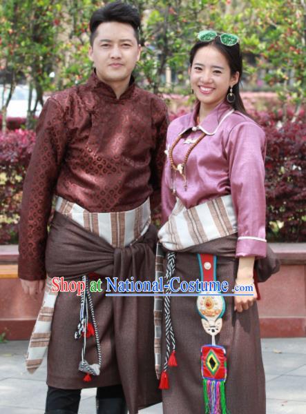 Chinese Traditional Tibetan Clothing Zang Nationality Heishui Dance Ethnic Costumes for Women for Men