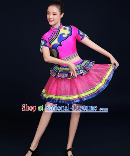 Traditional Chinese Ethnic Folk Dance Dress Miao Nationality Stage Performance Costume for Women