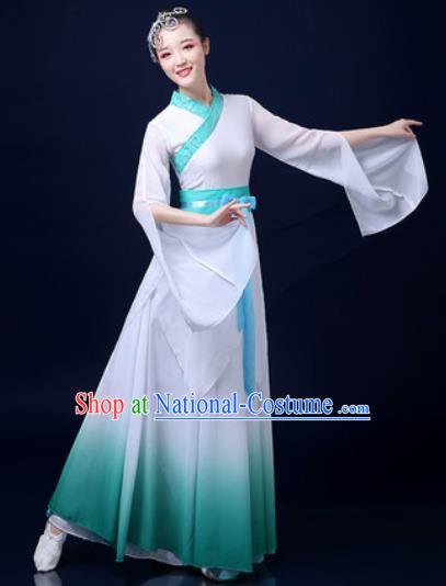 Traditional Chinese Classical Dance White Dress Umbrella Dance Stage Performance Fan Dance Costume for Women