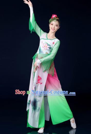 Chinese Traditional Classical Dance Lotus Dance Dress Umbrella Dance Stage Performance Costume for Women