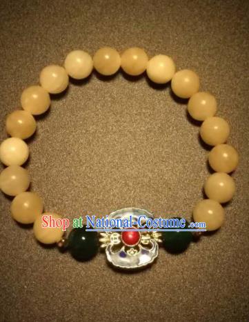 Chinese Traditional Beeswax Beads Bracelet Handmade Hanfu Bangles for Women