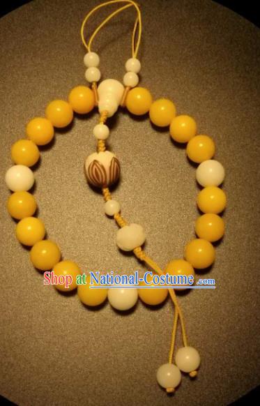 Chinese Traditional Canary Stone Beads Bracelet Handmade Hanfu Bangles for Women