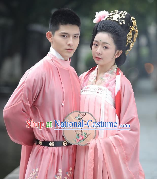 Traditional Chinese Tang Dynasty Historical Costumes Ancient Bride and Bridegroom Embroidered Clothing for Women for Men