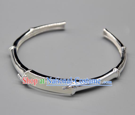 Chinese Traditional Tibetan Ethnic Opal Bracelet Accessories Handmade Zang Nationality Sliver Bangle for Women