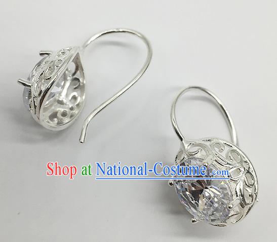 Chinese Traditional Mongolian Ethnic Accessories Mongol Nationality Crystal Earrings for Women