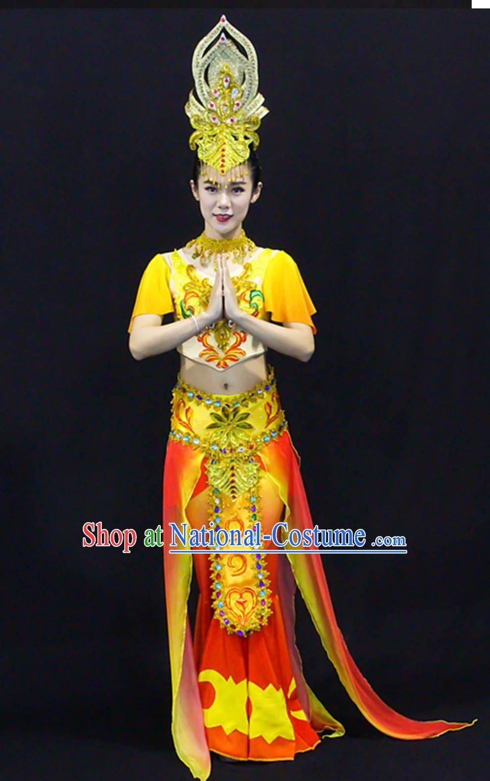 Asian Classical White Tara Deity Costume and Accessories Complete Set