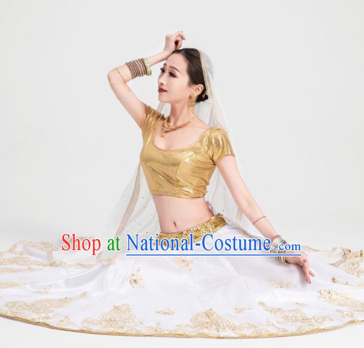 Asian India Traditional Costumes South Asia Indian Bollywood Belly Dance Golden Dress for Women