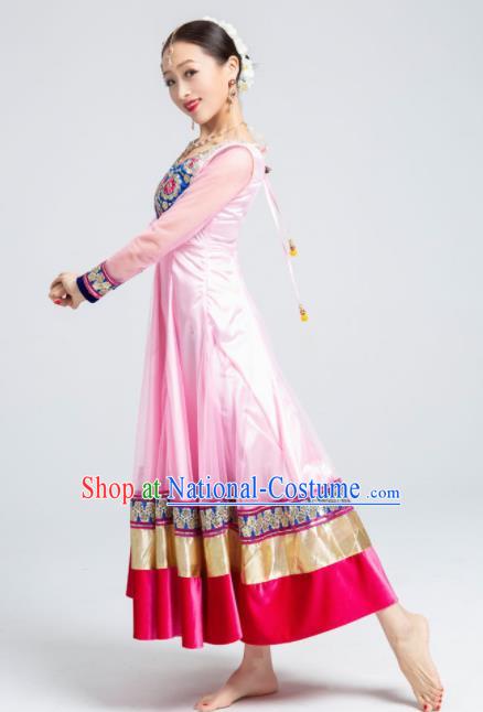 Asian India Sari Traditional Bollywood Costumes South Asia Indian Princess Belly Dance Pink Dress for Women