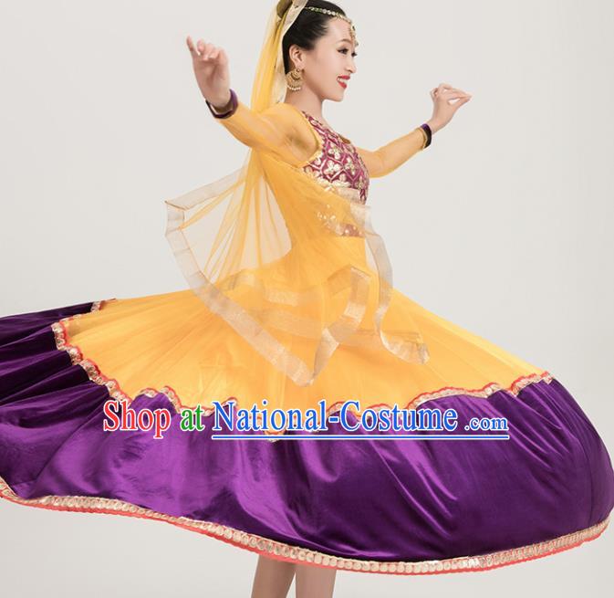 Asian India Traditional Sari Bollywood Belly Dance Costumes South Asia Indian Princess Yellow Dress for Women