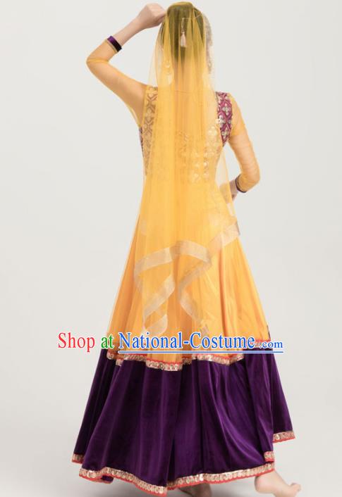 Asian India Traditional Sari Bollywood Belly Dance Costumes South Asia Indian Princess Yellow Dress for Women