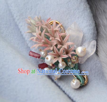 Traditional Chinese Hanfu Accessories Ancient Princess Hyacinth Pearls Brooch for Women