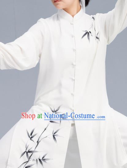 Asian Chinese Martial Arts Wushu Printing Bamboo Costume Traditional Tai Ji Kung Fu Training Uniform for Women