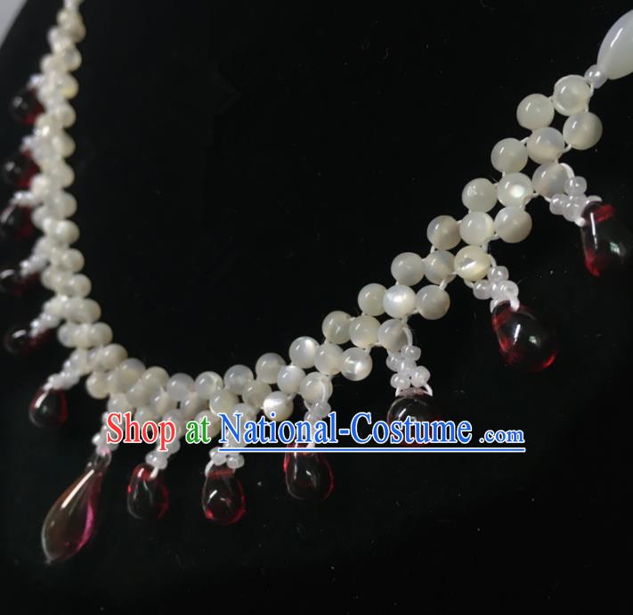 Traditional Chinese Hanfu Accessories Ancient Princess Red Crystal Necklace for Women