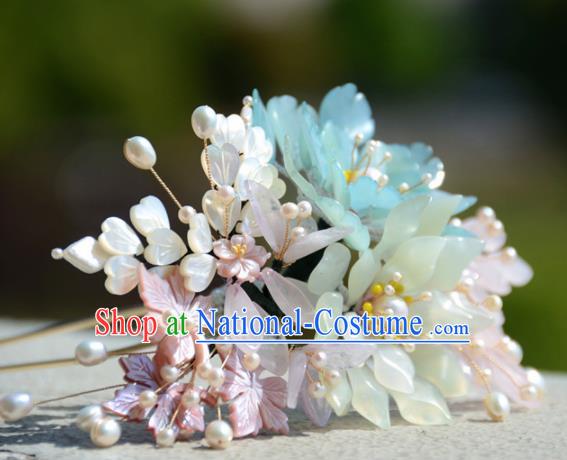 Traditional Chinese Hanfu Shell Flowers Hair Clip Hair Accessories Ancient Princess Hairpins for Women