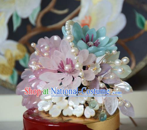 Traditional Chinese Hanfu Pink Flowers Hair Clip Hair Accessories Ancient Princess Hairpins for Women