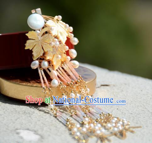 Traditional Chinese Hanfu Golden Maple Hair Claw Hair Accessories Ancient Princess Hairpins for Women