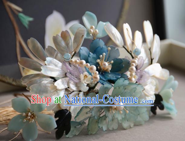 Traditional Chinese Hanfu Flowers Shell Leaf Hair Clip Hair Accessories Ancient Princess Hairpins for Women