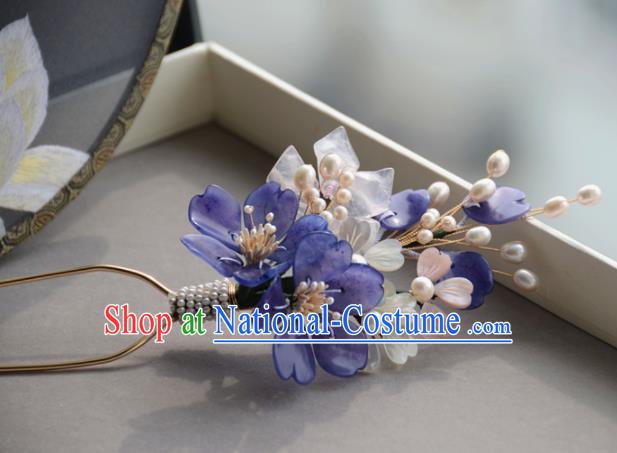 Traditional Chinese Hanfu Purple Peach Blossom Hair Clip Hair Accessories Ancient Princess Hairpins for Women