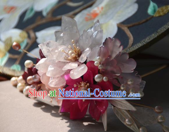 Traditional Chinese Hanfu Pink Peony Hair Clip Hair Accessories Ancient Princess Hairpins for Women