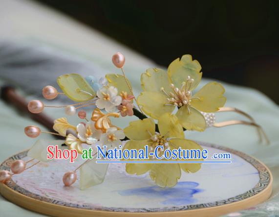 Traditional Chinese Hanfu Pearls Ginkgo Leaf Hair Clip Hair Accessories Ancient Princess Hairpins for Women