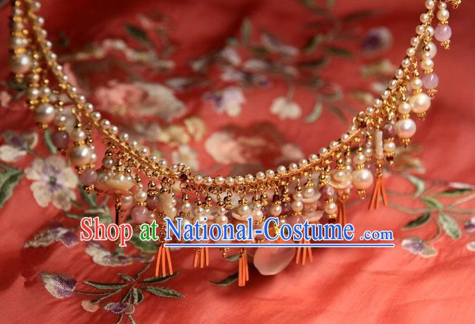 Traditional Chinese Hanfu Accessories Ancient Princess Pearls Necklace for Women