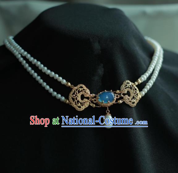 Traditional Chinese Hanfu Accessories Ancient Princess Pearls Agate Necklace for Women